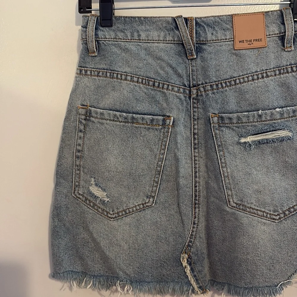 Free People Hallie Distressed Button Fly Denim Mini Skirt 24
